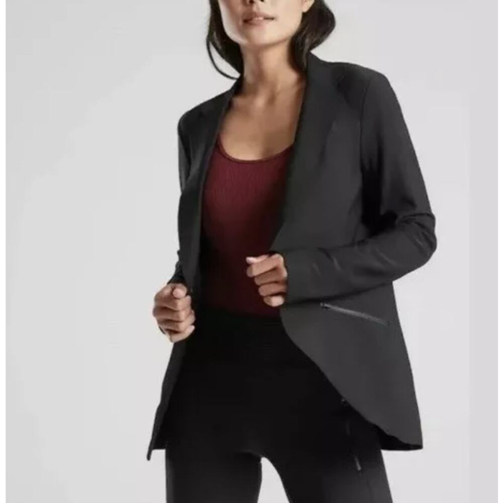 Athleta Womens Interstellar Blazer SZ 4 Raw Edge Stretch Work Professional Chic